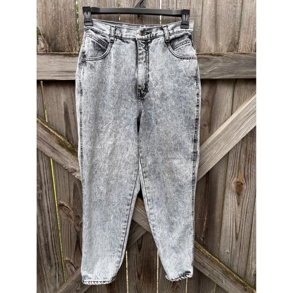 Vintage Gitano High Waisted Mom Jeans Acid Wash Gray Tapered Leg Womens 12 Short